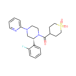 O=C(C1CCS(=O)(=O)CC1)N1CCN(c2ccccn2)C[C@H]1c1ccccc1F ZINC001772654365