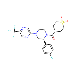 O=C(C1CCS(=O)(=O)CC1)N1CCN(c2cnc(C(F)(F)F)cn2)C[C@@H]1c1ccc(F)cc1 ZINC001772616364