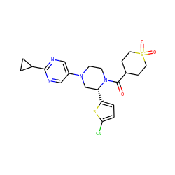 O=C(C1CCS(=O)(=O)CC1)N1CCN(c2cnc(C3CC3)nc2)C[C@H]1c1ccc(Cl)s1 ZINC001772650075