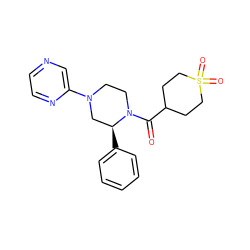 O=C(C1CCS(=O)(=O)CC1)N1CCN(c2cnccn2)C[C@@H]1c1ccccc1 ZINC001772635934