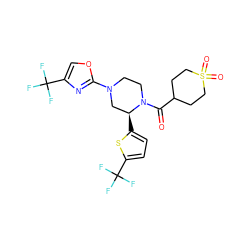 O=C(C1CCS(=O)(=O)CC1)N1CCN(c2nc(C(F)(F)F)co2)C[C@@H]1c1ccc(C(F)(F)F)s1 ZINC001772620319