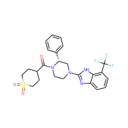 O=C(C1CCS(=O)(=O)CC1)N1CCN(c2nc3cccc(C(F)(F)F)c3[nH]2)C[C@H]1c1ccccc1 ZINC001772625869