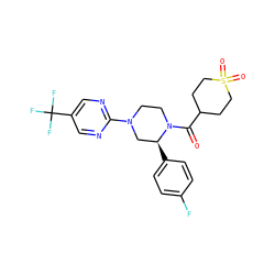 O=C(C1CCS(=O)(=O)CC1)N1CCN(c2ncc(C(F)(F)F)cn2)C[C@@H]1c1ccc(F)cc1 ZINC001772592955