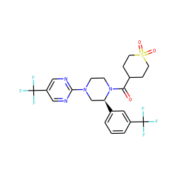 O=C(C1CCS(=O)(=O)CC1)N1CCN(c2ncc(C(F)(F)F)cn2)C[C@@H]1c1cccc(C(F)(F)F)c1 ZINC001772649671