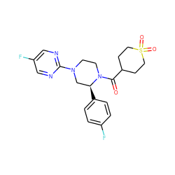 O=C(C1CCS(=O)(=O)CC1)N1CCN(c2ncc(F)cn2)C[C@@H]1c1ccc(F)cc1 ZINC001772608356