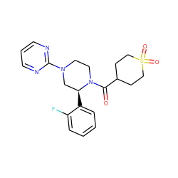 O=C(C1CCS(=O)(=O)CC1)N1CCN(c2ncccn2)C[C@@H]1c1ccccc1F ZINC001772614721