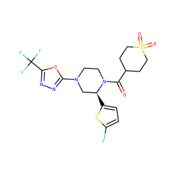 O=C(C1CCS(=O)(=O)CC1)N1CCN(c2nnc(C(F)(F)F)o2)C[C@@H]1c1ccc(F)s1 ZINC001772604647