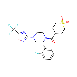 O=C(C1CCS(=O)(=O)CC1)N1CCN(c2noc(C(F)(F)F)n2)C[C@H]1c1ccccc1F ZINC001772586124