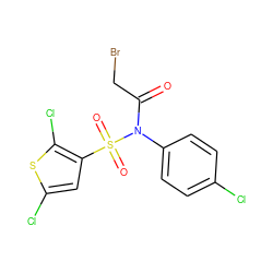 O=C(CBr)N(c1ccc(Cl)cc1)S(=O)(=O)c1cc(Cl)sc1Cl ZINC000053299099