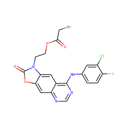 O=C(CBr)OCCn1c(=O)oc2cc3ncnc(Nc4ccc(F)c(Cl)c4)c3cc21 ZINC001772607245