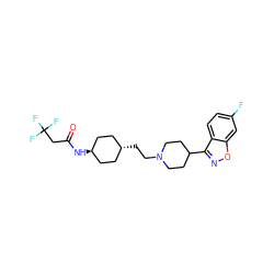 O=C(CC(F)(F)F)N[C@H]1CC[C@H](CCN2CCC(c3noc4cc(F)ccc34)CC2)CC1 ZINC001772581778