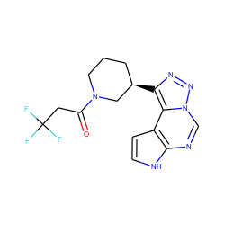 O=C(CC(F)(F)F)N1CCC[C@@H](c2nnn3cnc4[nH]ccc4c23)C1 ZINC001772571685