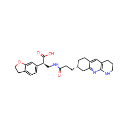 O=C(CC[C@@H]1CCc2cc3c(nc2C1)NCCC3)NC[C@H](C(=O)O)c1ccc2c(c1)OCC2 ZINC000013860640