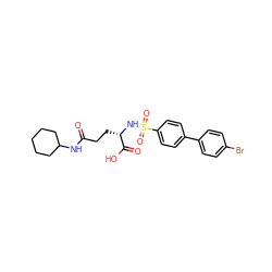 O=C(CC[C@H](NS(=O)(=O)c1ccc(-c2ccc(Br)cc2)cc1)C(=O)O)NC1CCCCC1 ZINC000653823873