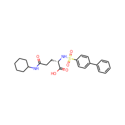 O=C(CC[C@H](NS(=O)(=O)c1ccc(-c2ccccc2)cc1)C(=O)O)NC1CCCCC1 ZINC000653833333