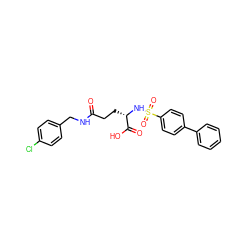 O=C(CC[C@H](NS(=O)(=O)c1ccc(-c2ccccc2)cc1)C(=O)O)NCc1ccc(Cl)cc1 ZINC000653819614