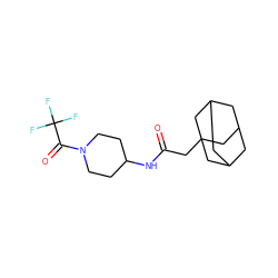 O=C(CC12CC3CC(CC(C3)C1)C2)NC1CCN(C(=O)C(F)(F)F)CC1 ZINC000096170088