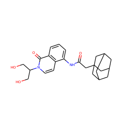 O=C(CC12CC3CC(CC(C3)C1)C2)Nc1cccc2c(=O)n(C(CO)CO)ccc12 ZINC000042989827