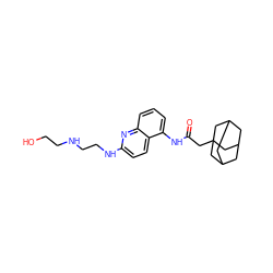 O=C(CC12CC3CC(CC(C3)C1)C2)Nc1cccc2nc(NCCNCCO)ccc12 ZINC000003818225