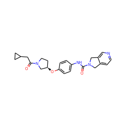 O=C(CC1CC1)N1CC[C@@H](Oc2ccc(NC(=O)N3Cc4ccncc4C3)cc2)C1 ZINC000166329534