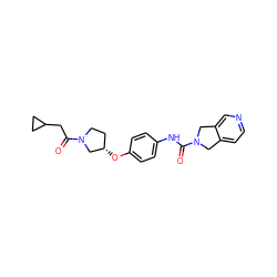 O=C(CC1CC1)N1CC[C@H](Oc2ccc(NC(=O)N3Cc4ccncc4C3)cc2)C1 ZINC000166436445