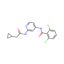 O=C(CC1CC1)Nc1cc(NC(=O)c2c(Cl)cccc2Cl)ccn1 ZINC000096282833