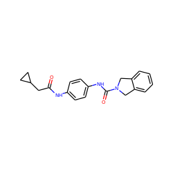 O=C(CC1CC1)Nc1ccc(NC(=O)N2Cc3ccccc3C2)cc1 ZINC000167137392