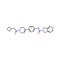 O=C(CC1CCC1)N1CC=C(c2ccc(NC(=O)N3Cc4ccncc4C3)cc2)CC1 ZINC000166274913