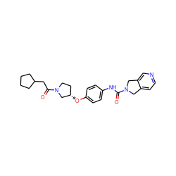 O=C(CC1CCCC1)N1CC[C@H](Oc2ccc(NC(=O)N3Cc4ccncc4C3)cc2)C1 ZINC000166960602