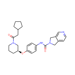 O=C(CC1CCCC1)N1CCC[C@H](Oc2ccc(NC(=O)N3Cc4ccncc4C3)cc2)C1 ZINC000166185553