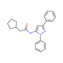 O=C(CC1CCCC1)Nc1cc(-c2ccccc2)nn1-c1ccccc1 ZINC000013704465