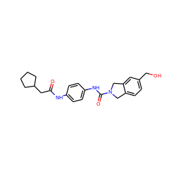 O=C(CC1CCCC1)Nc1ccc(NC(=O)N2Cc3ccc(CO)cc3C2)cc1 ZINC000166660324