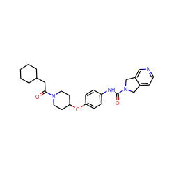 O=C(CC1CCCCC1)N1CCC(Oc2ccc(NC(=O)N3Cc4ccncc4C3)cc2)CC1 ZINC000166852696