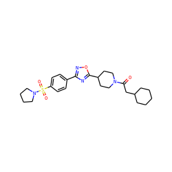 O=C(CC1CCCCC1)N1CCC(c2nc(-c3ccc(S(=O)(=O)N4CCCC4)cc3)no2)CC1 ZINC000008673119