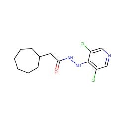 O=C(CC1CCCCCC1)NNc1c(Cl)cncc1Cl ZINC000084759561