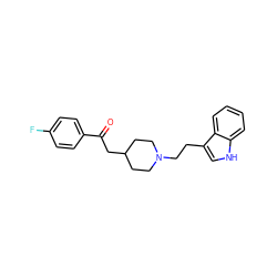 O=C(CC1CCN(CCc2c[nH]c3ccccc23)CC1)c1ccc(F)cc1 ZINC000013729936