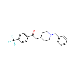 O=C(CC1CCN(Cc2ccccc2)CC1)c1ccc(C(F)(F)F)cc1 ZINC000013729889