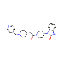 O=C(CC1CCN(Cc2ccncc2)CC1)N1CCC(n2c(=O)[nH]c3ccccc32)CC1 ZINC000058581659