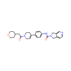 O=C(CC1CCOCC1)N1CC=C(c2ccc(NC(=O)N3Cc4ccncc4C3)cc2)CC1 ZINC000167167842