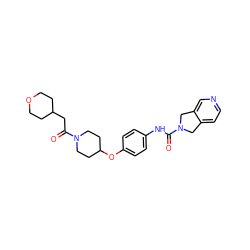 O=C(CC1CCOCC1)N1CCC(Oc2ccc(NC(=O)N3Cc4ccncc4C3)cc2)CC1 ZINC000167287268