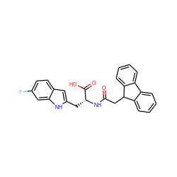 O=C(CC1c2ccccc2-c2ccccc21)N[C@H](Cc1cc2ccc(F)cc2[nH]1)C(=O)O ZINC000137146853