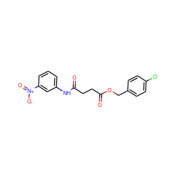 O=C(CCC(=O)OCc1ccc(Cl)cc1)Nc1cccc([N+](=O)[O-])c1 ZINC000004865425