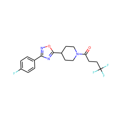 O=C(CCC(F)(F)F)N1CCC(c2nc(-c3ccc(F)cc3)no2)CC1 ZINC000073197735