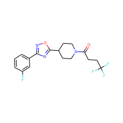 O=C(CCC(F)(F)F)N1CCC(c2nc(-c3cccc(F)c3)no2)CC1 ZINC000073197734