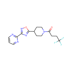 O=C(CCC(F)(F)F)N1CCC(c2nc(-c3ncccn3)no2)CC1 ZINC000073197939