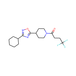 O=C(CCC(F)(F)F)N1CCC(c2nc(C3CCCCC3)no2)CC1 ZINC000082150826