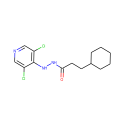 O=C(CCC1CCCCC1)NNc1c(Cl)cncc1Cl ZINC000084654683