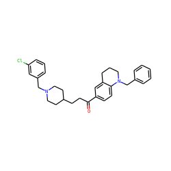 O=C(CCC1CCN(Cc2cccc(Cl)c2)CC1)c1ccc2c(c1)CCCN2Cc1ccccc1 ZINC000026377090