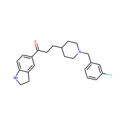 O=C(CCC1CCN(Cc2cccc(F)c2)CC1)c1ccc2c(c1)CCN2 ZINC000013737841