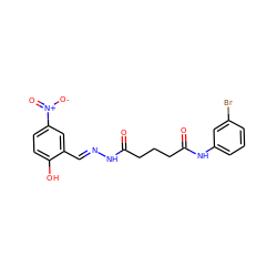 O=C(CCCC(=O)Nc1cccc(Br)c1)N/N=C/c1cc([N+](=O)[O-])ccc1O ZINC000035337473